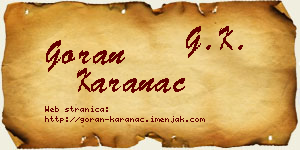 Goran Karanac vizit kartica